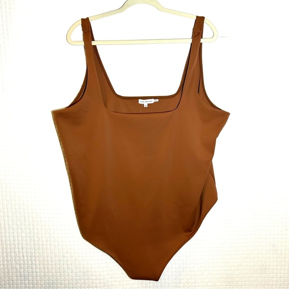 NEW Good American Size 8 US 5XL Rust Scuba Square Neck Modern Thong Bodysuit - Picture 1 of 8